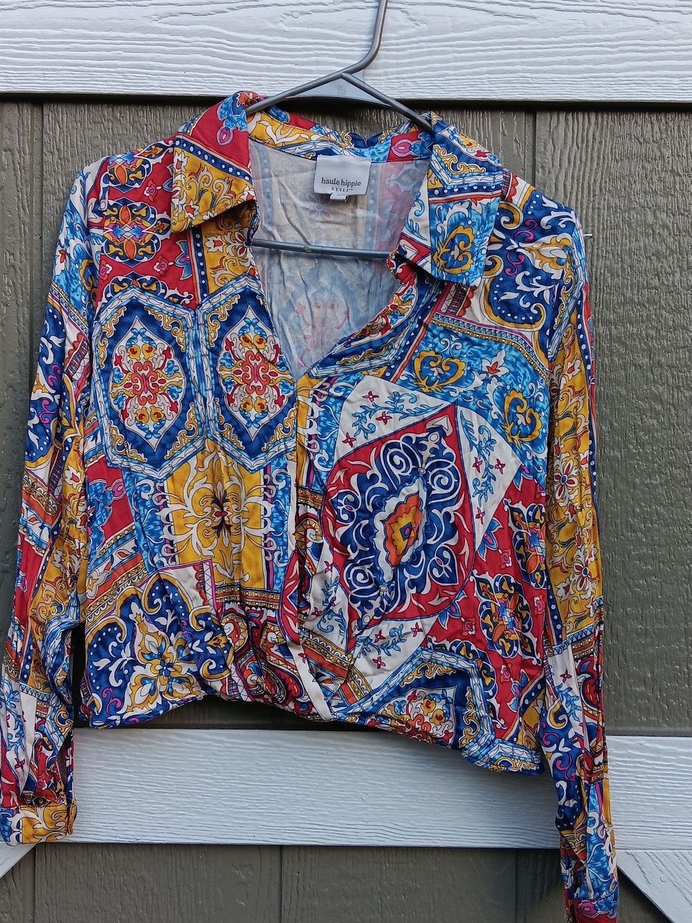 Haute Hippie Multicolor Printed Top in Red, Blue & Yellow